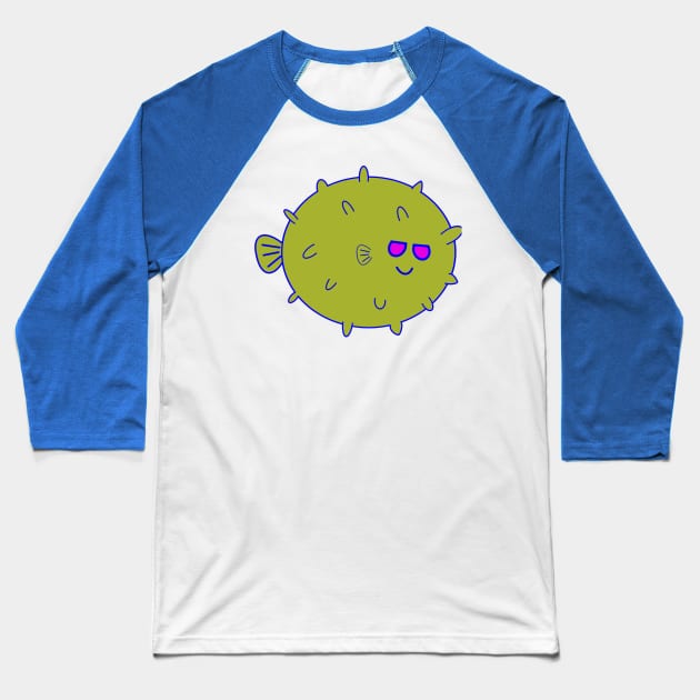 Kawaii Cute Smiley Pufferfish, Pufferfish Lover Baseball T-Shirt by vystudio